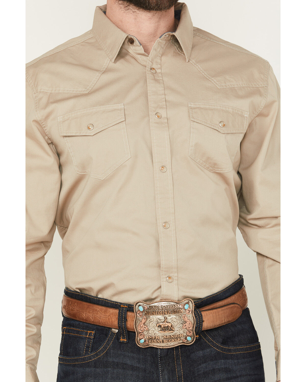 Image #3 - Cody James Men's Solid Treadstone Long Sleeve Pearl Snap Western Shirt - Big, Tan, hi-res
