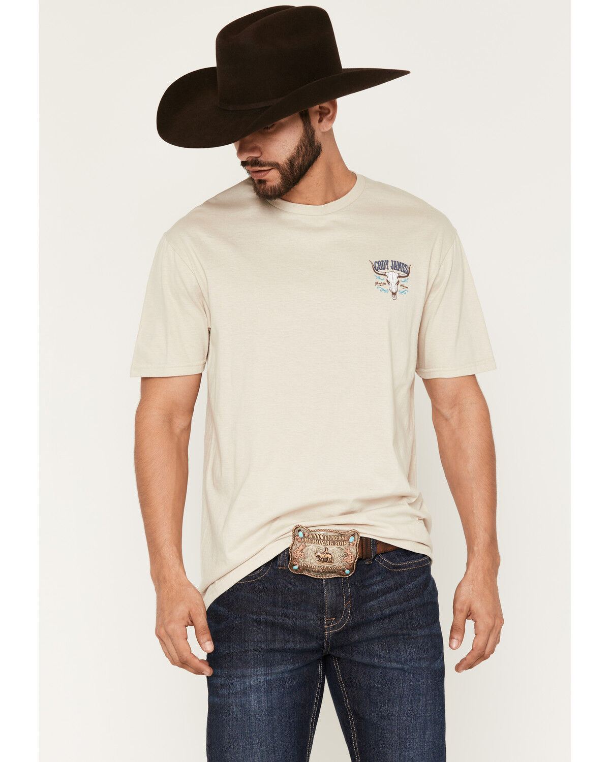 Cody James Men's Grab The Horns Short Sleeve Graphic T-Shirt, Sand, hi-res