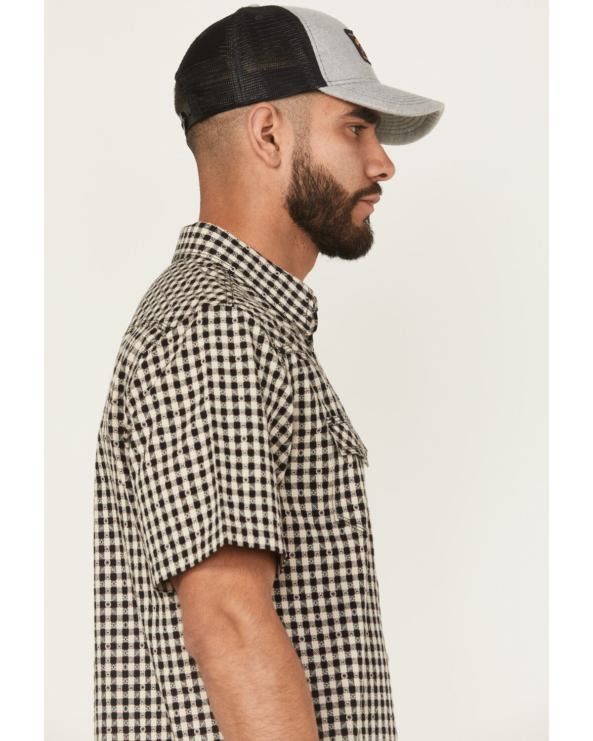 Image #2 - Moonshine Spirit&reg; Men's Checkers Plaid Print Short Sleeve Snap Western Shirt, Tan, hi-res