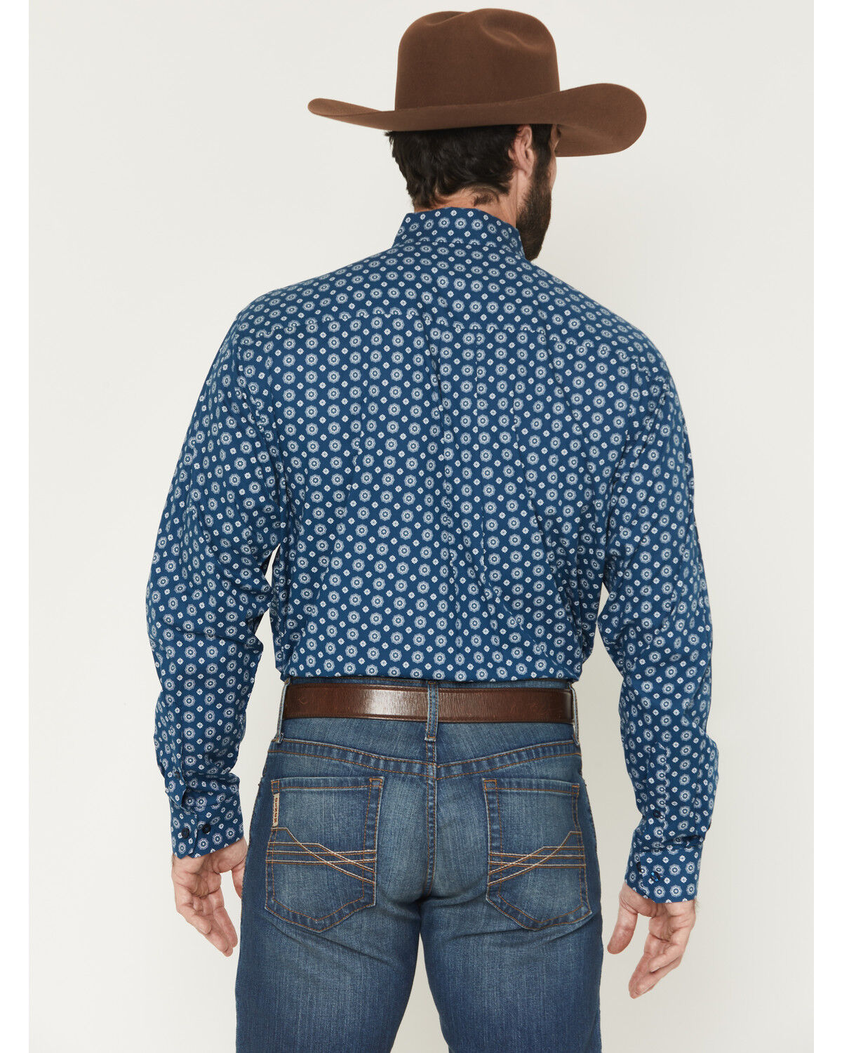 Image #4 - Cinch Men's Floral Geo Print Long Sleeve Button-Down Western Stretch Shirt, Blue, hi-res