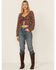 Image #4 - Wild Moss Long Sleeve Tie Front Ranched Floral Top, Tan, hi-res