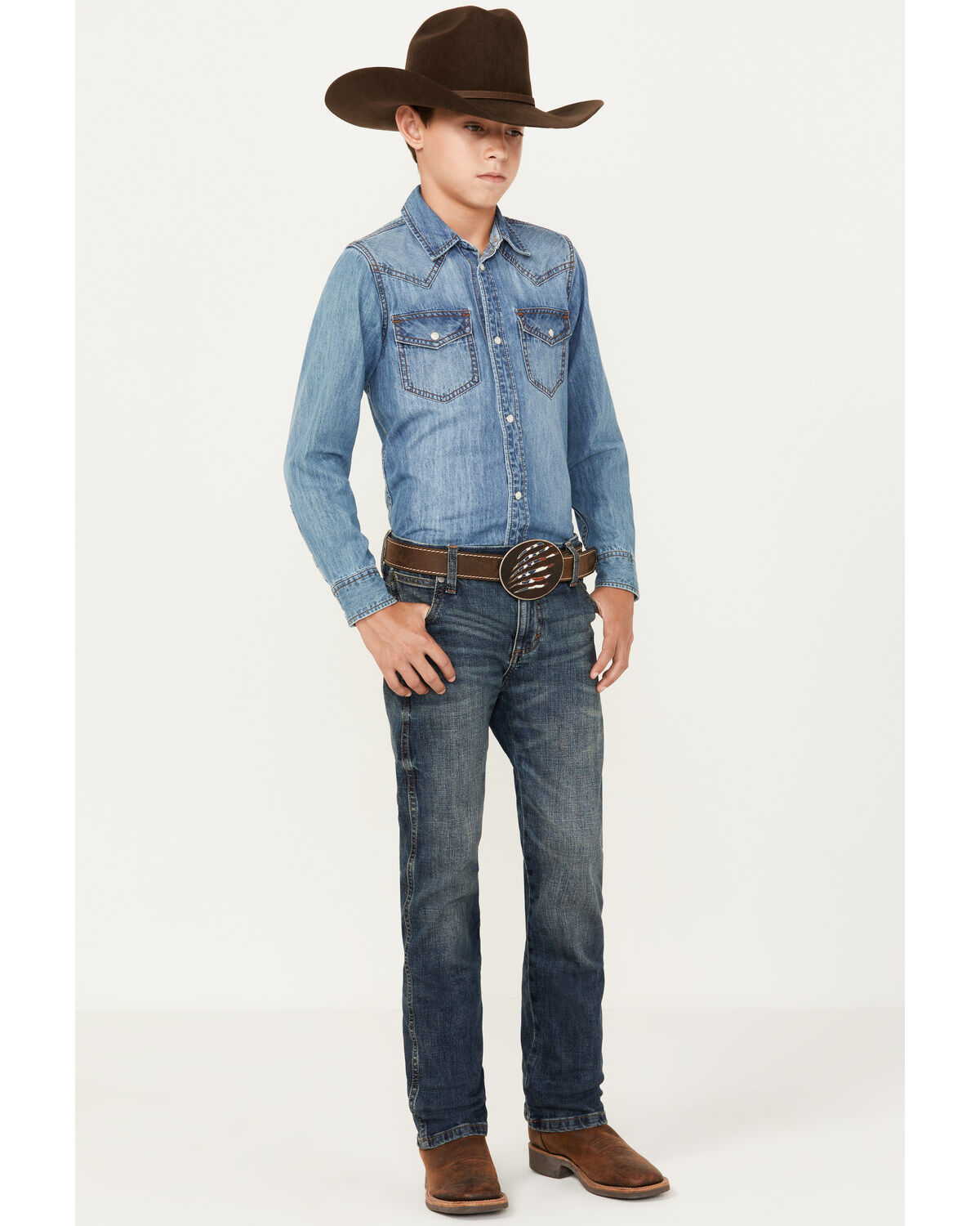 Wrangler Retro Boys' Layton Dark Wash Slim Bootcut Jeans, Dark Wash, hi-res