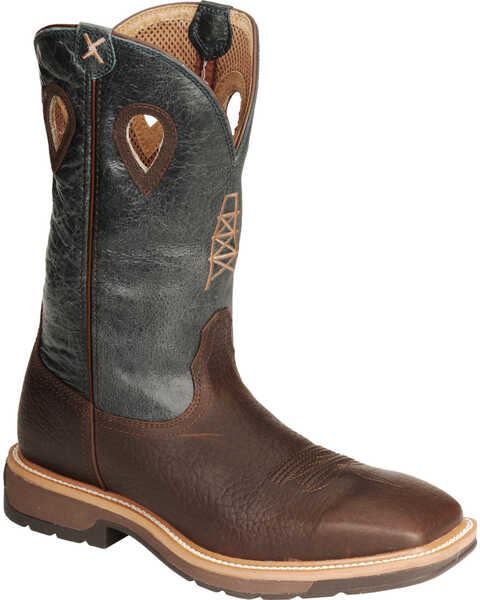Image #1 - Twisted X Men's Square Steel Toe Lite Weight Work Boots, Cognac, hi-res