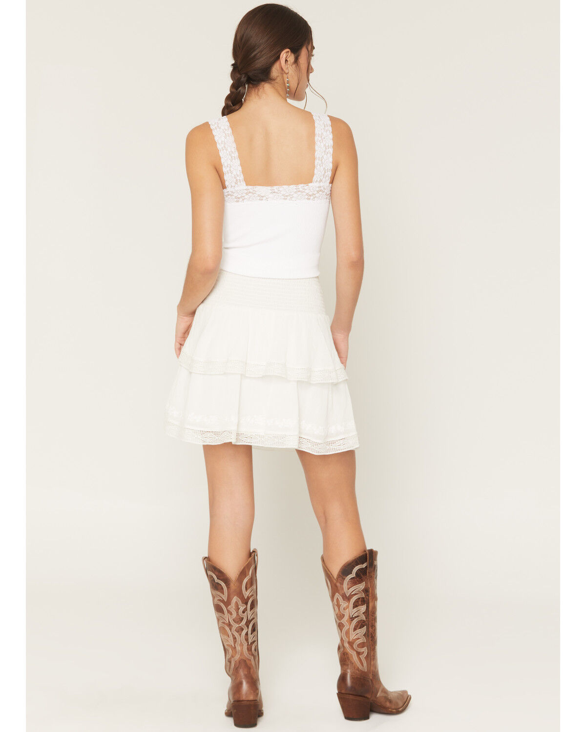 Image #3 - Shyanne Women's Embroidered Flutter Mini Skirt, White, hi-res