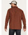 Image #4 - Moonshine Spirit&reg; Men's Burning Flame Plaid Print Long Sleeve Snap Western Flannel Shirt, Rust Copper, hi-res