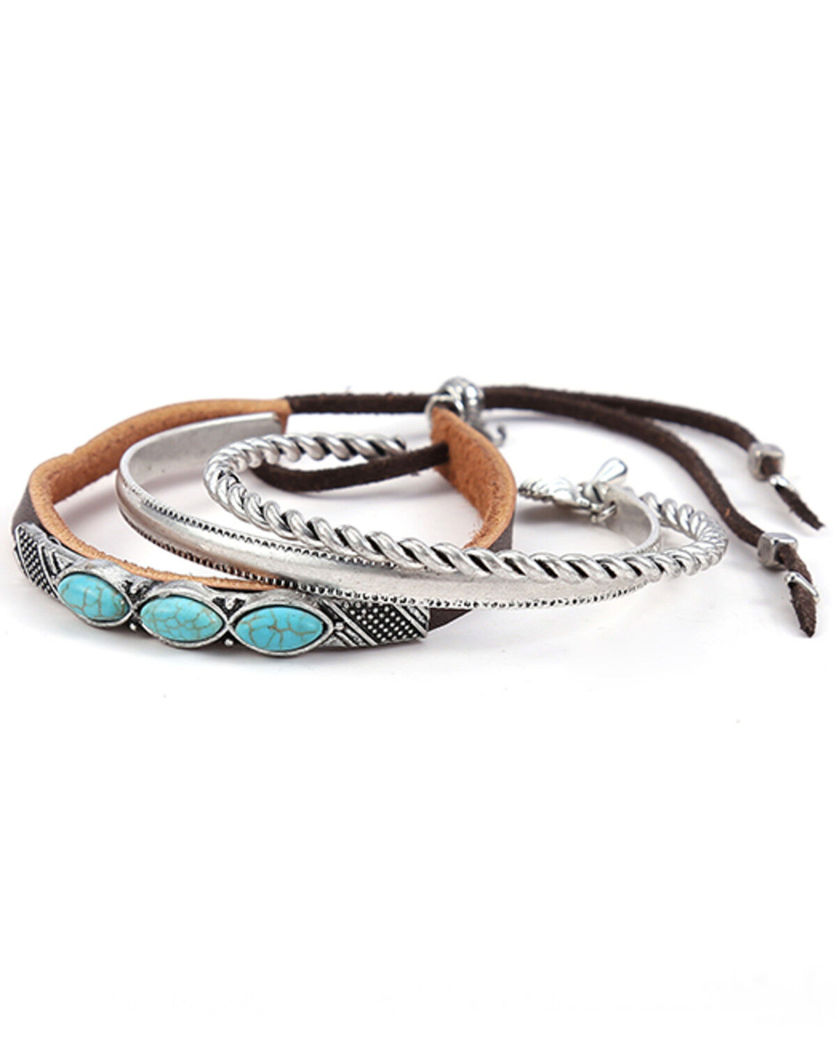 Image #2 - Cowgirl Confetti Women's Rolling Stone Cuff Bracelet Set - 3 Piece, Silver, hi-res