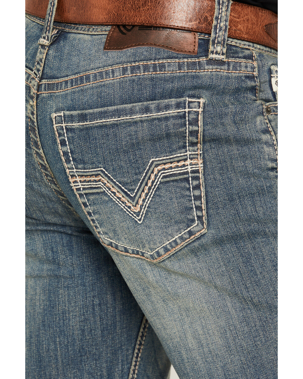Image #4 - Rock & Roll Denim Men's Double Barrel Medium Wash Relaxed Bootcut Reflex Stretch Denim Jeans, Medium Wash, hi-res
