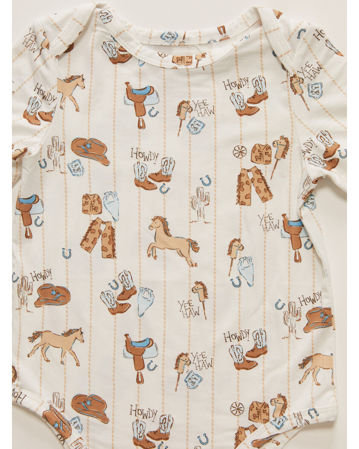 Image #2 - Angel Dear Infant Boys' Cowboy Nursery Short Sleeve Onesie, White, hi-res