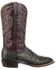 Image #2 - Lucchese Men's Harris Full Quill Ostrich Western Boots - Wide Square Toe, Dark Grey, hi-res