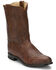 Image #1 - Justin Men's Classics Deerlite Roper Western Boots - Medium Toe, Chestnut, hi-res