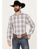 Image #1 - Resistol Men's Hardin Plaid Print Long Sleeve Button Down Western Shirt, Brown/blue, hi-res