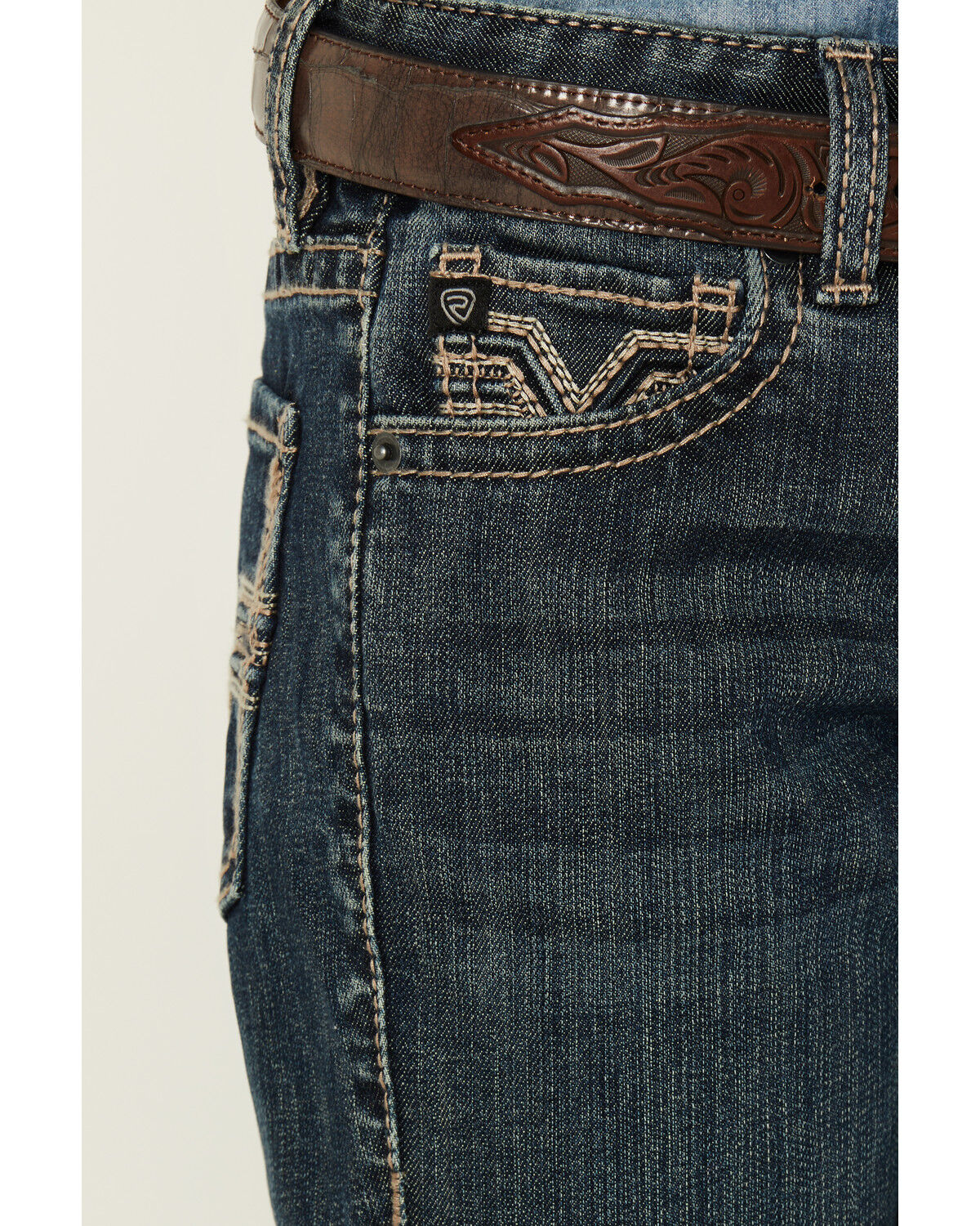 Image #4 - Rock & Roll Denim Boys' Dark Wash Bootcut Stretch Denim Jeans, Dark Wash, hi-res