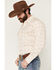 Image #2 - Ely Walker Men's Star Print Long Sleeve Snap Western Shirt, Cream, hi-res