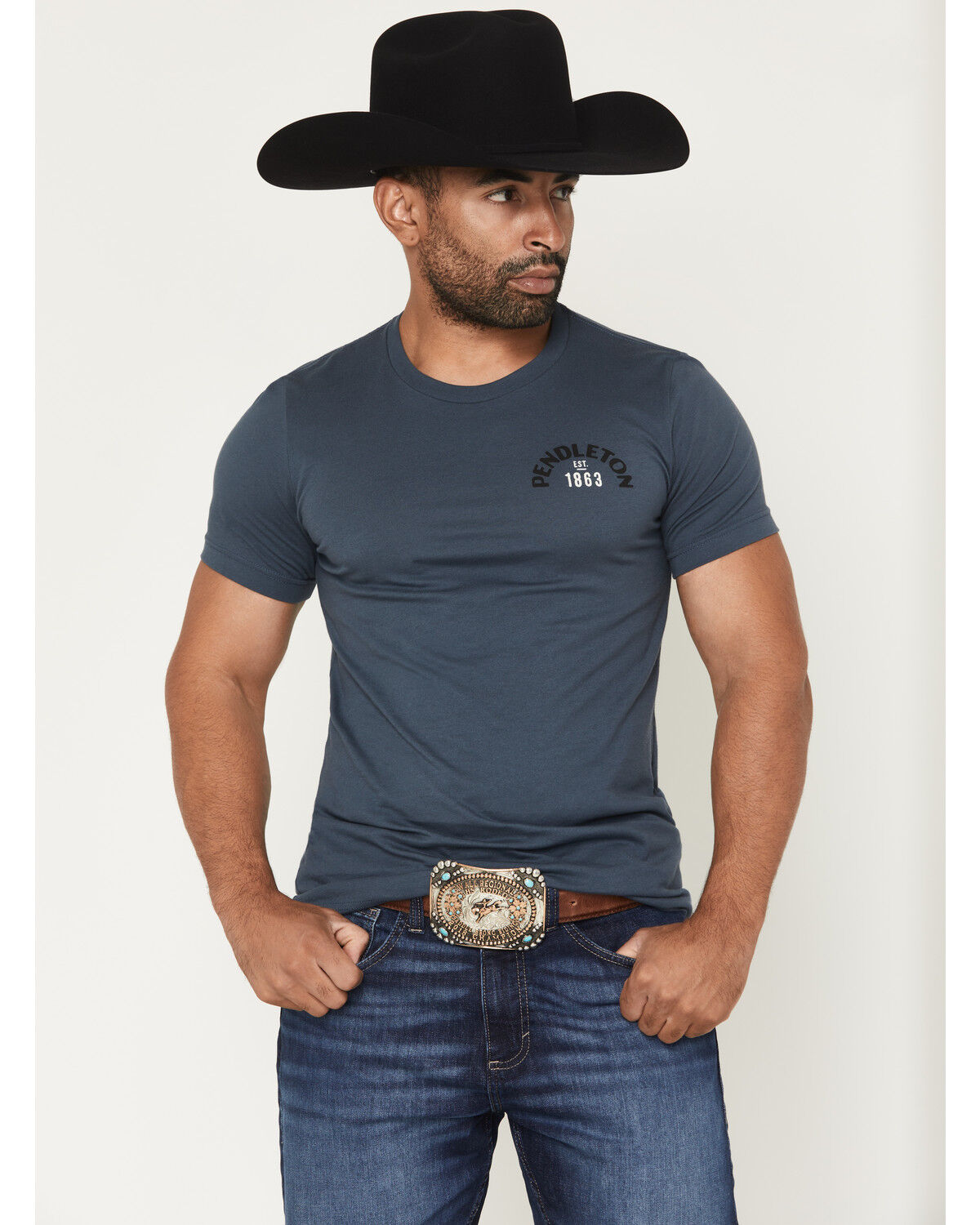 Image #2 - Pendleton Men's Wild West Short Sleeve Graphic T-Shirt, Navy, hi-res