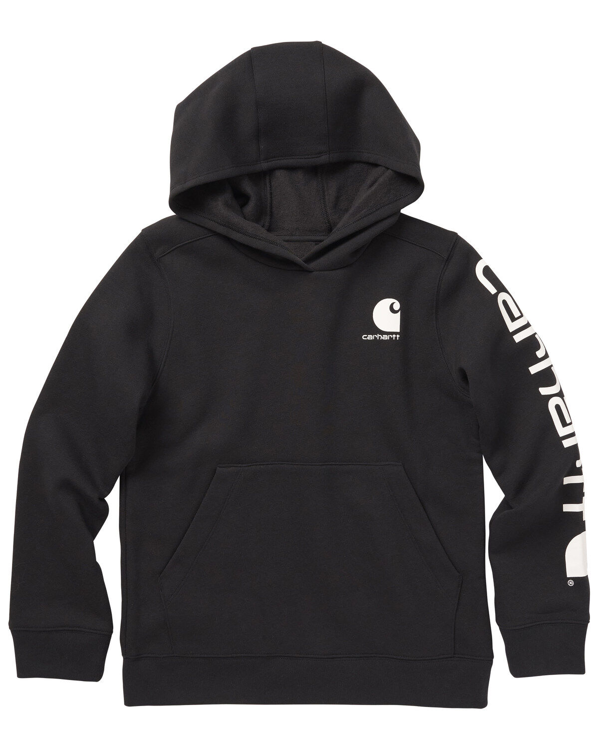 Image #1 - Carhartt Little Boys' Logo Hooded Sweatshirt, Black, hi-res