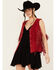 Image #2 - Scully Women's Fringe Suede Vest, Red, hi-res