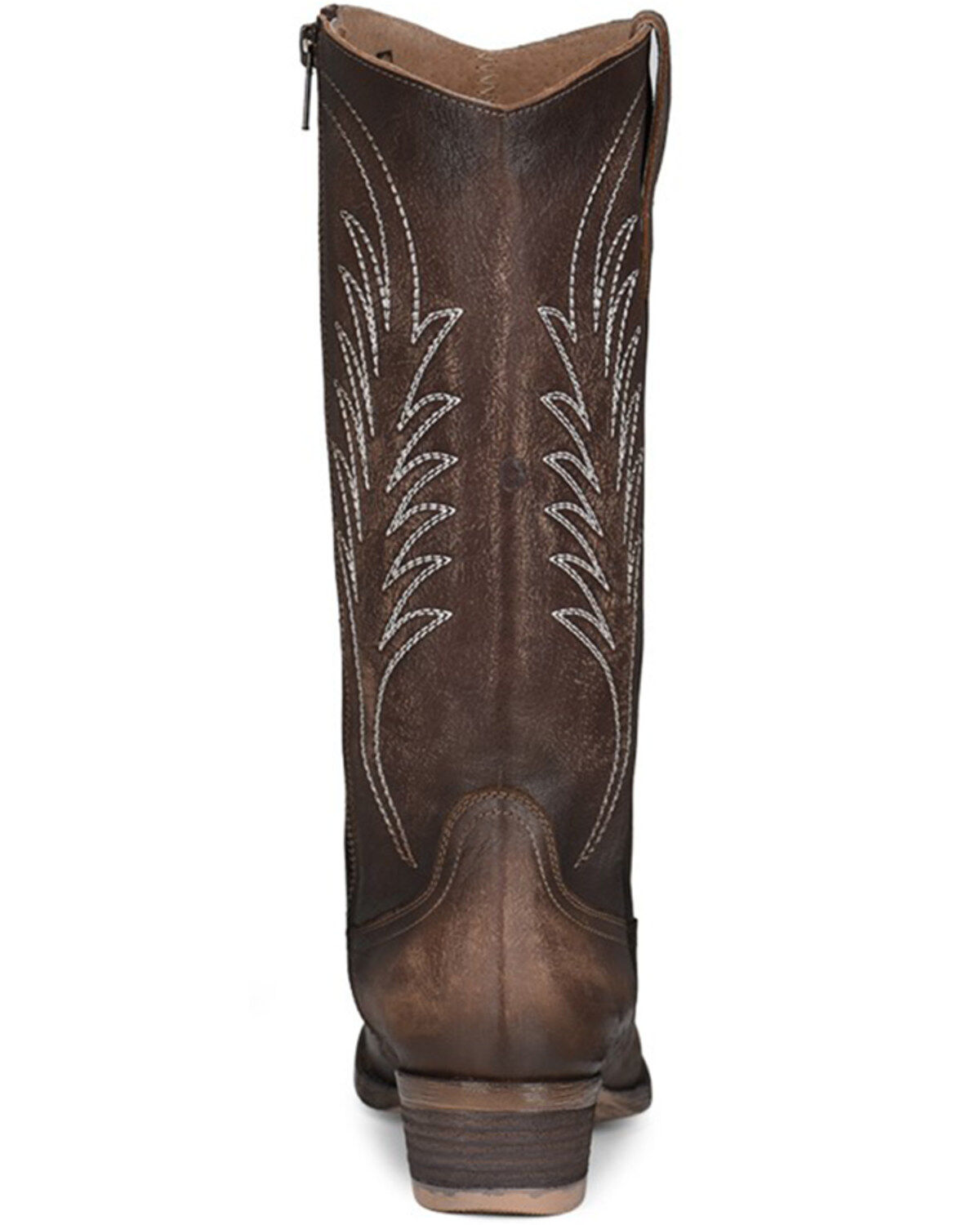 Image #4 - Circle G Women's Tobacco Embroidery Zip Leather Western Boot - Round Toe, Dark Brown, hi-res