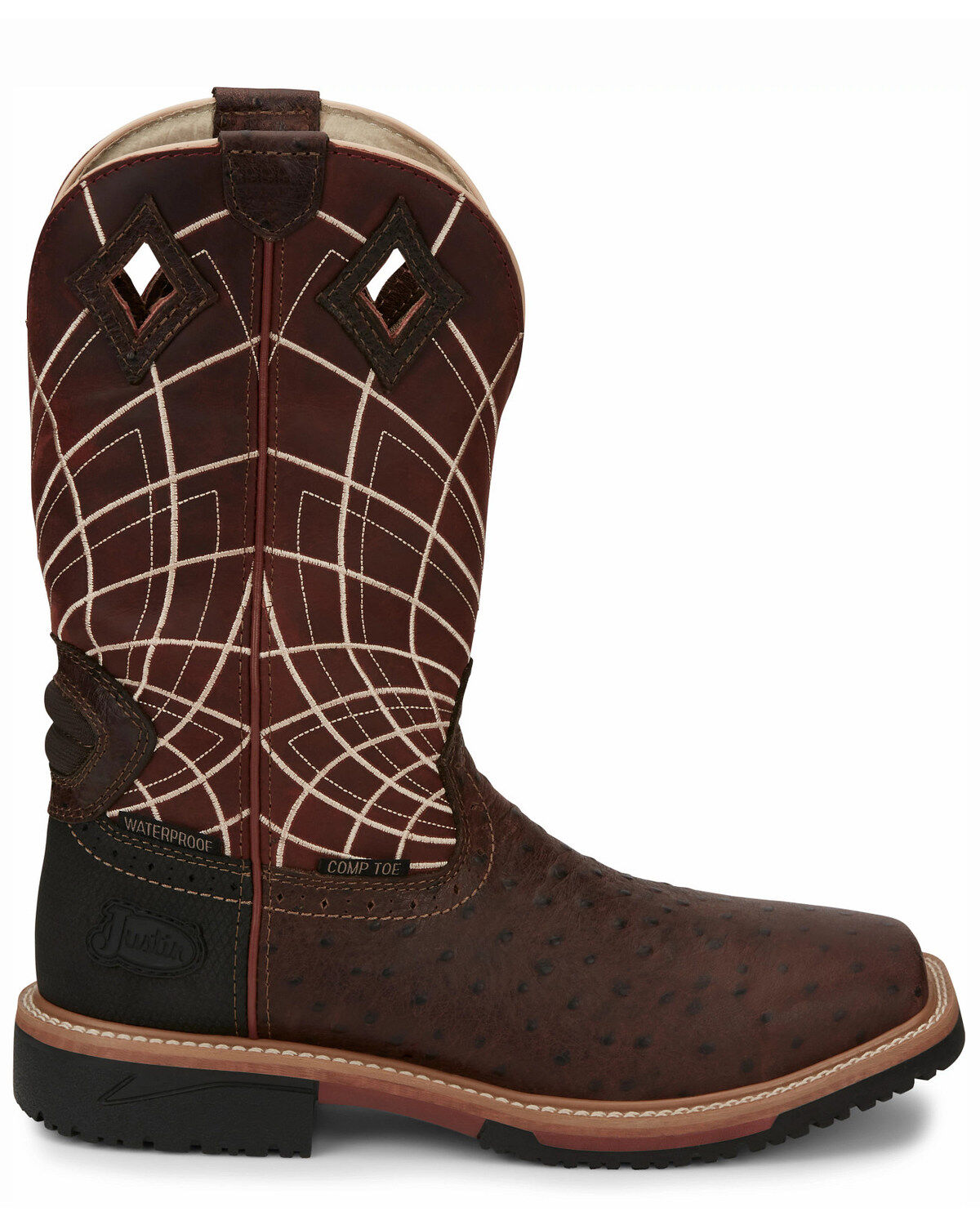 Image #2 - Justin Men's Derrickman Western Work Boots - Composite Toe, Cognac, hi-res