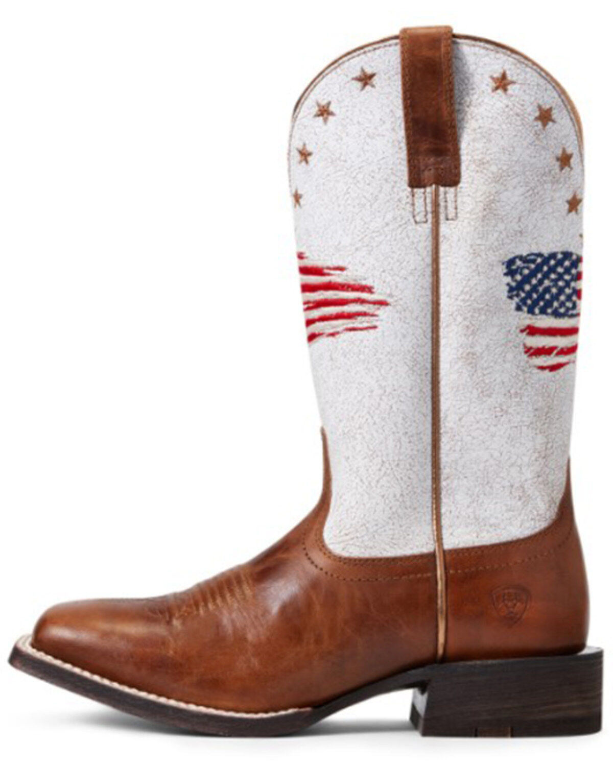 Image #2 - Ariat Women&rsquo;s Patriot Crackled American Flag Western Performance Boots &ndash; Broad Square Toe, Brown, hi-res