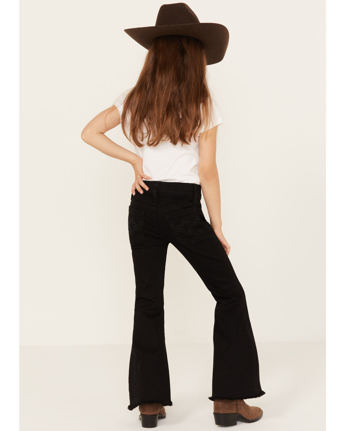 Image #3 - Shyanne Girls' Pull-On Super Stretch Denim Flare Jeans, Black, hi-res