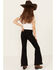 Image #3 - Shyanne Girls' Pull-On Super Stretch Denim Flare Jeans , Black, hi-res