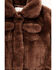 Image #2 - Urban Republic Infant Girls' Faux Fur Snap Jacket , Coffee, hi-res