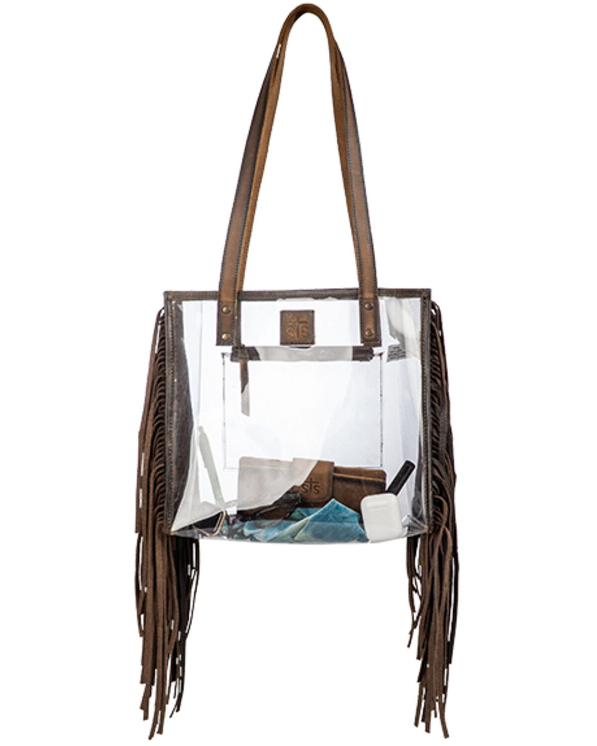 Image #3 - STS Ranchwear By Carroll Women's Clear Stadium Fringe Tote Bag, Brown, hi-res