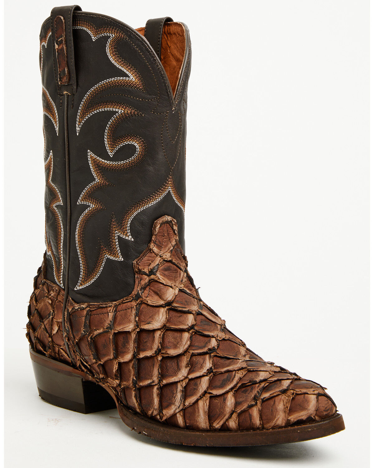 Image #1 - Dan Post Men's Exotic Pirarucu Western Boots - Round Toe, Chocolate, hi-res