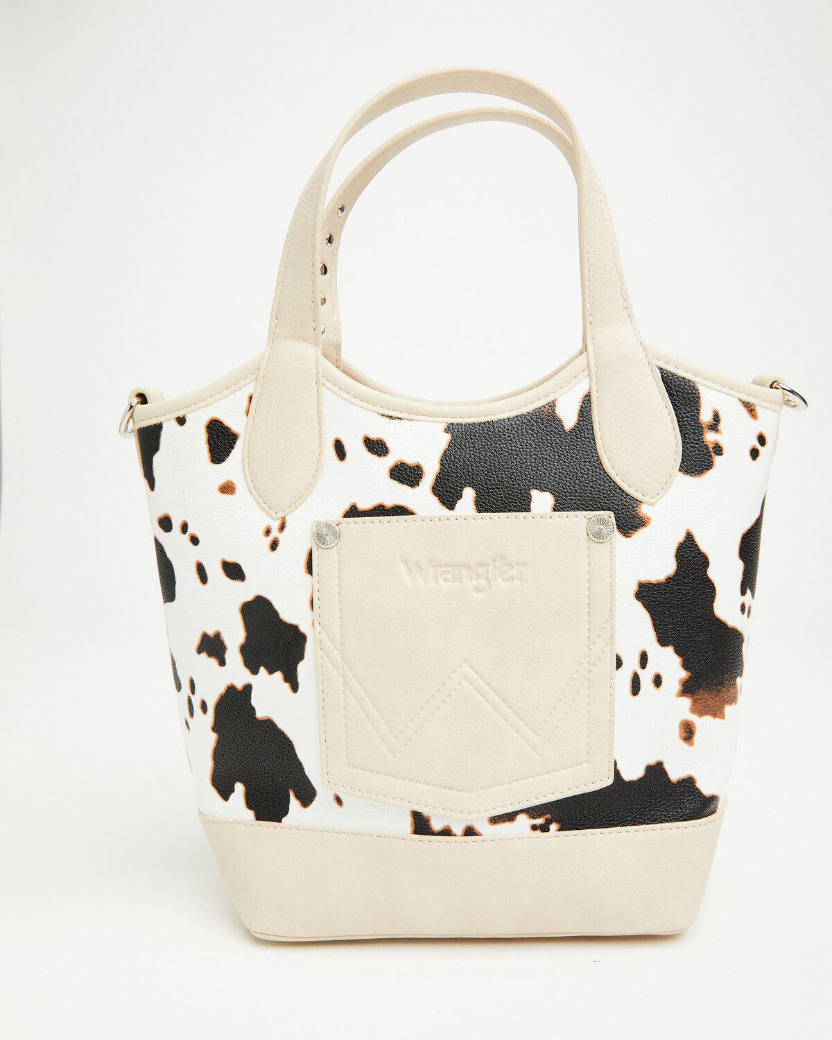 Image #3 - Wrangler X Boot Barn Women's Cow Print Bucket Bag, Beige, hi-res