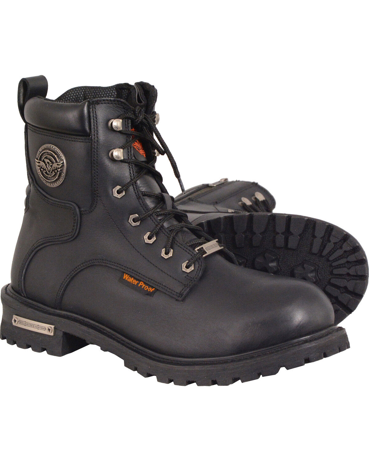 Milwaukee Leather Men's Waterproof Logger Boots - Round Toe, Black, hi-res