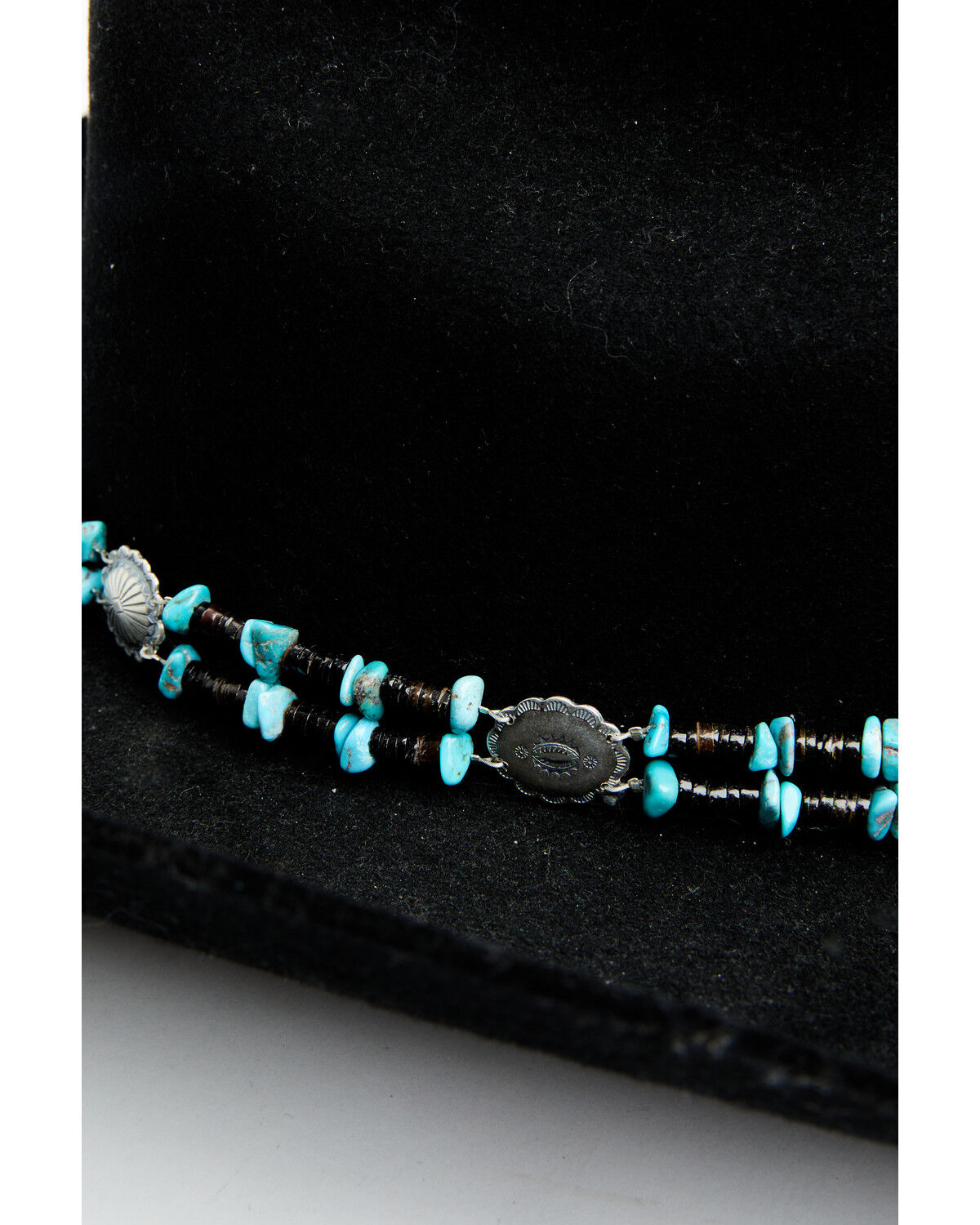 Image #2 - Paige Wallace Turquoise Stone Concho Hat Band, Black, hi-res