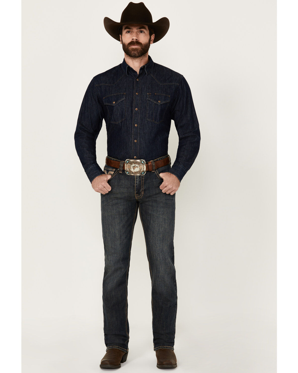 Rock & Roll Denim Men's Revolver Dark Wash Slim Straight Stretch Denim Jeans, Dark Wash, hi-res