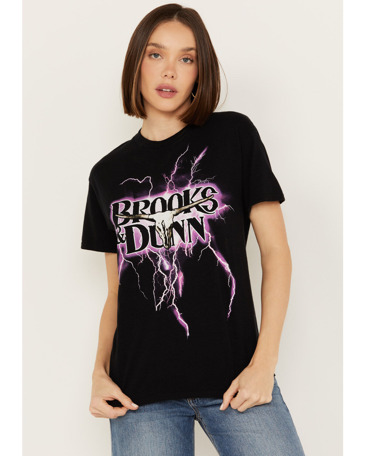 Image #1 - Merch Traffic Women's Brooks & Dunn Lightning Short Sleeve Graphic Tee, , hi-res