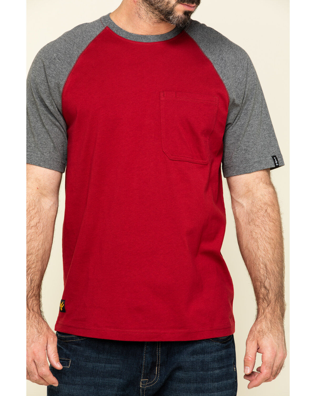 Image #4 - Hawx Men's Red Midland Short Sleeve Baseball Work T-Shirt - Tall, Red, hi-res