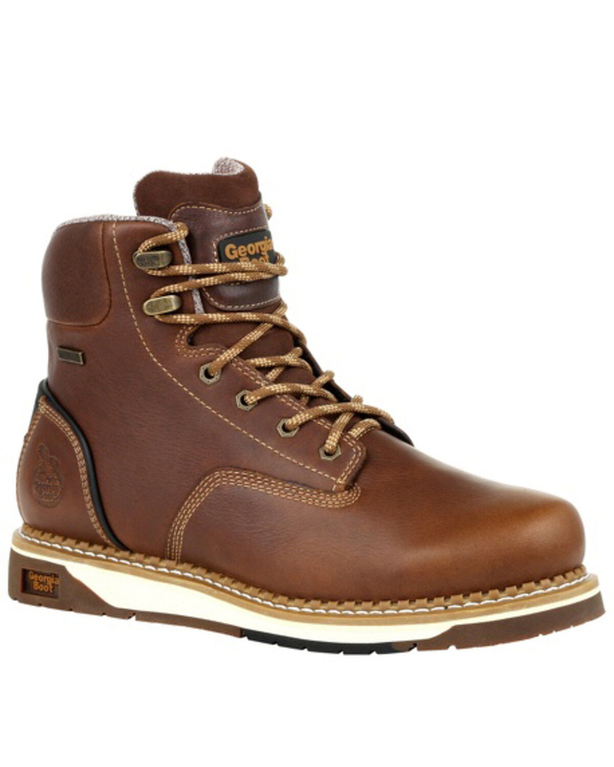 Image #1 - Georgia Boot Men's AMP LT Waterproof Work Boots - Steel Toe, Brown, hi-res