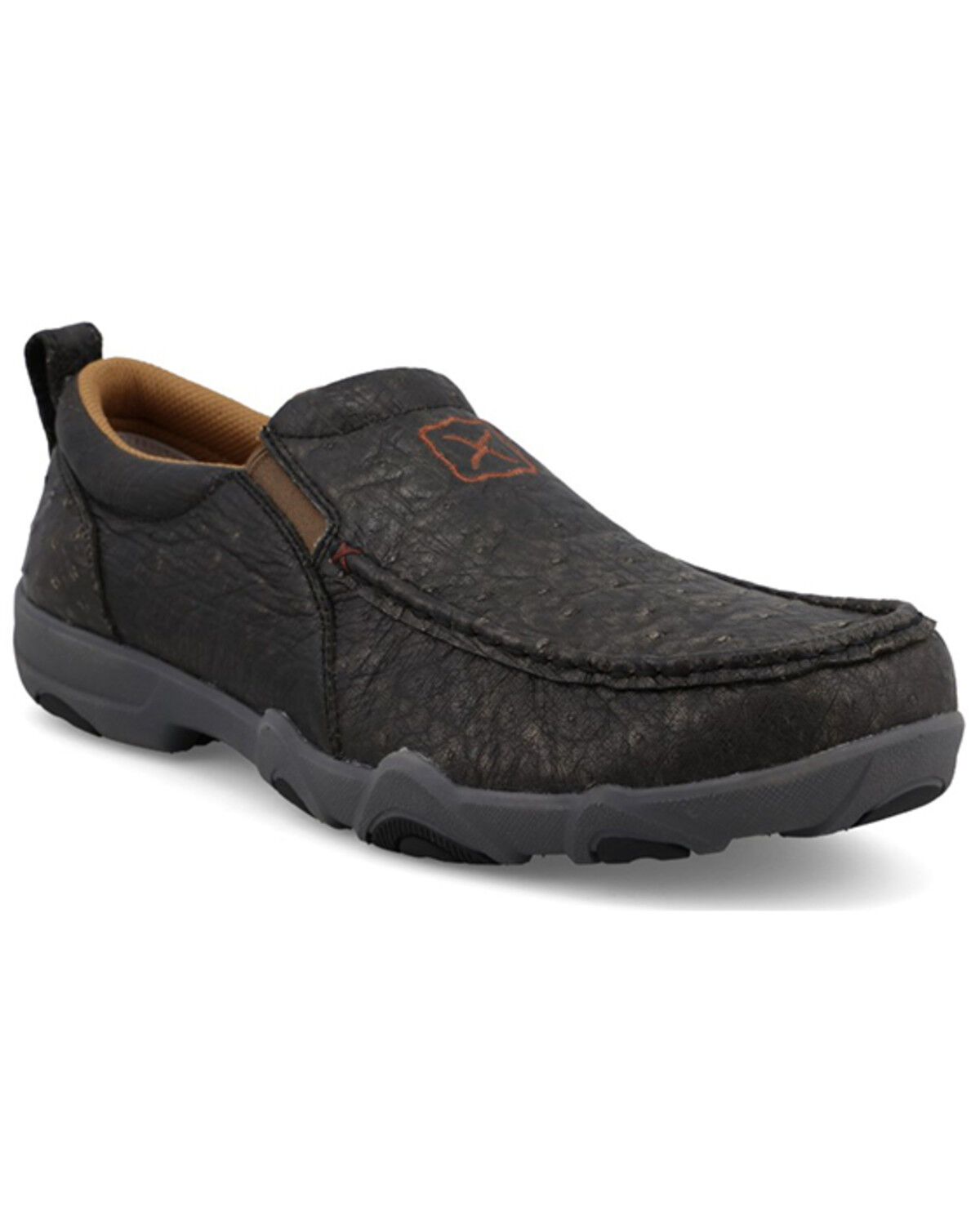 Image #1 - Twisted X Men's Exotic Ostrich Slip-On Ultralite X&trade; Driving Mocs, Grey, hi-res