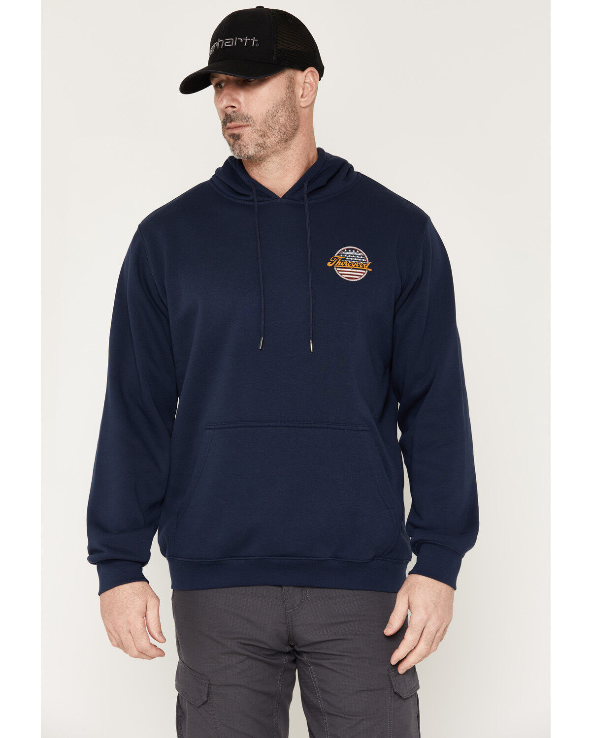 Image #2 - Thorogood Men's Freedom Eagle Graphic Hooded Sweatshirt, Navy, hi-res