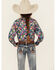 Image #4 - Cowgirl Hardware Girls' Monet Floral Print Long Sleeve Snap Western Shirt, Navy, hi-res