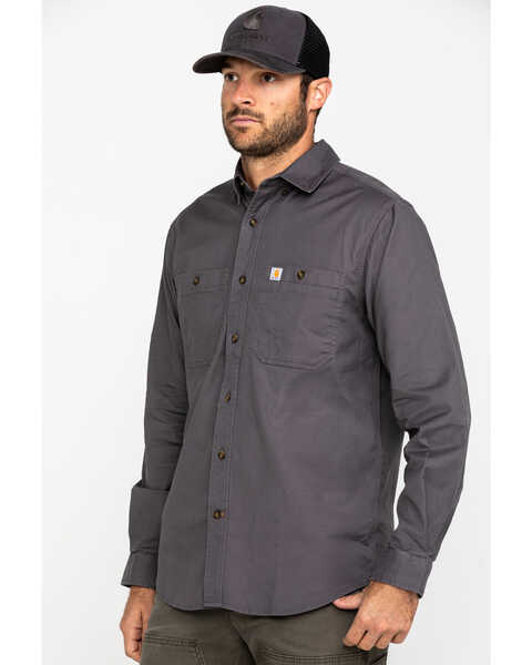 Image #1 - Carhartt Men's Rugged Flex Rigby Long Sleeve Work Shirt, Grey, hi-res