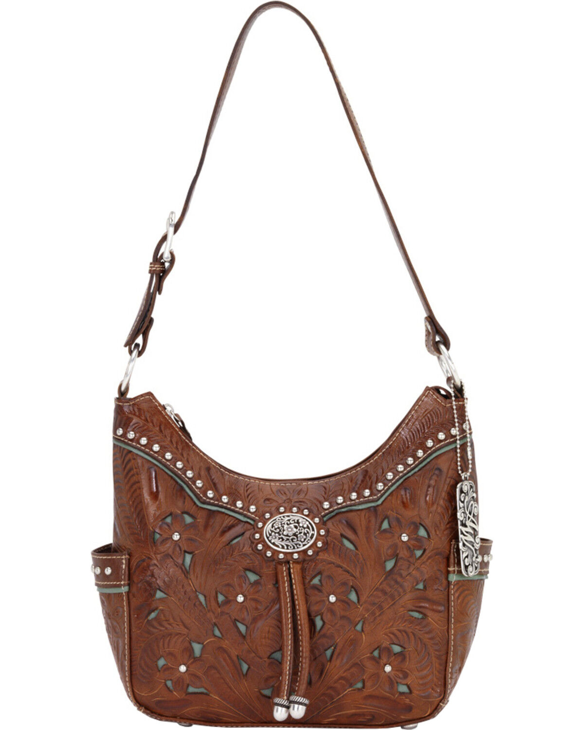 Image #1 - American West Lady Leather Hobo Bag, Brown, hi-res