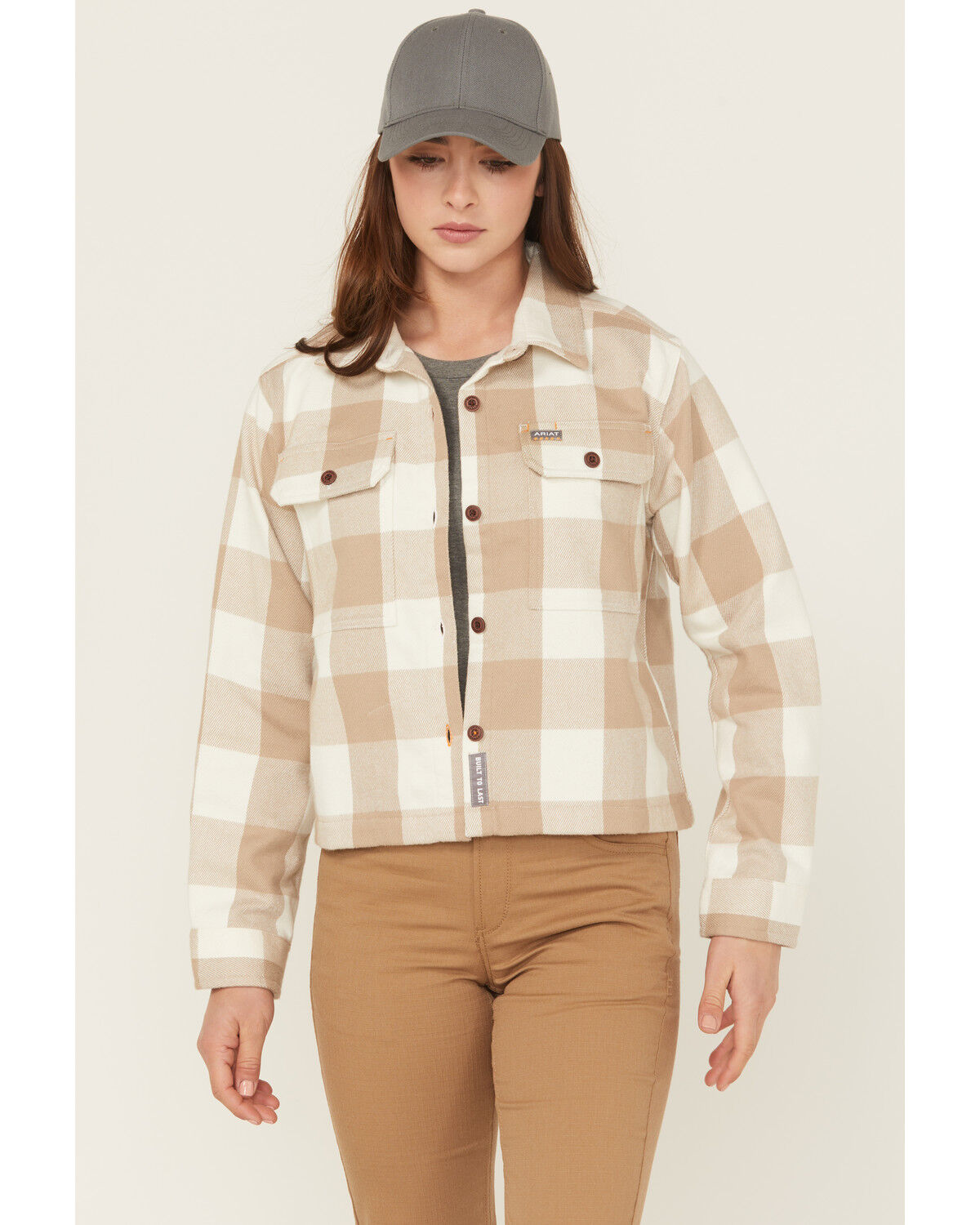 Image #1 - Ariat Women's Rebar Heavy Durastretch Flannel Work Shirt, Beige, hi-res