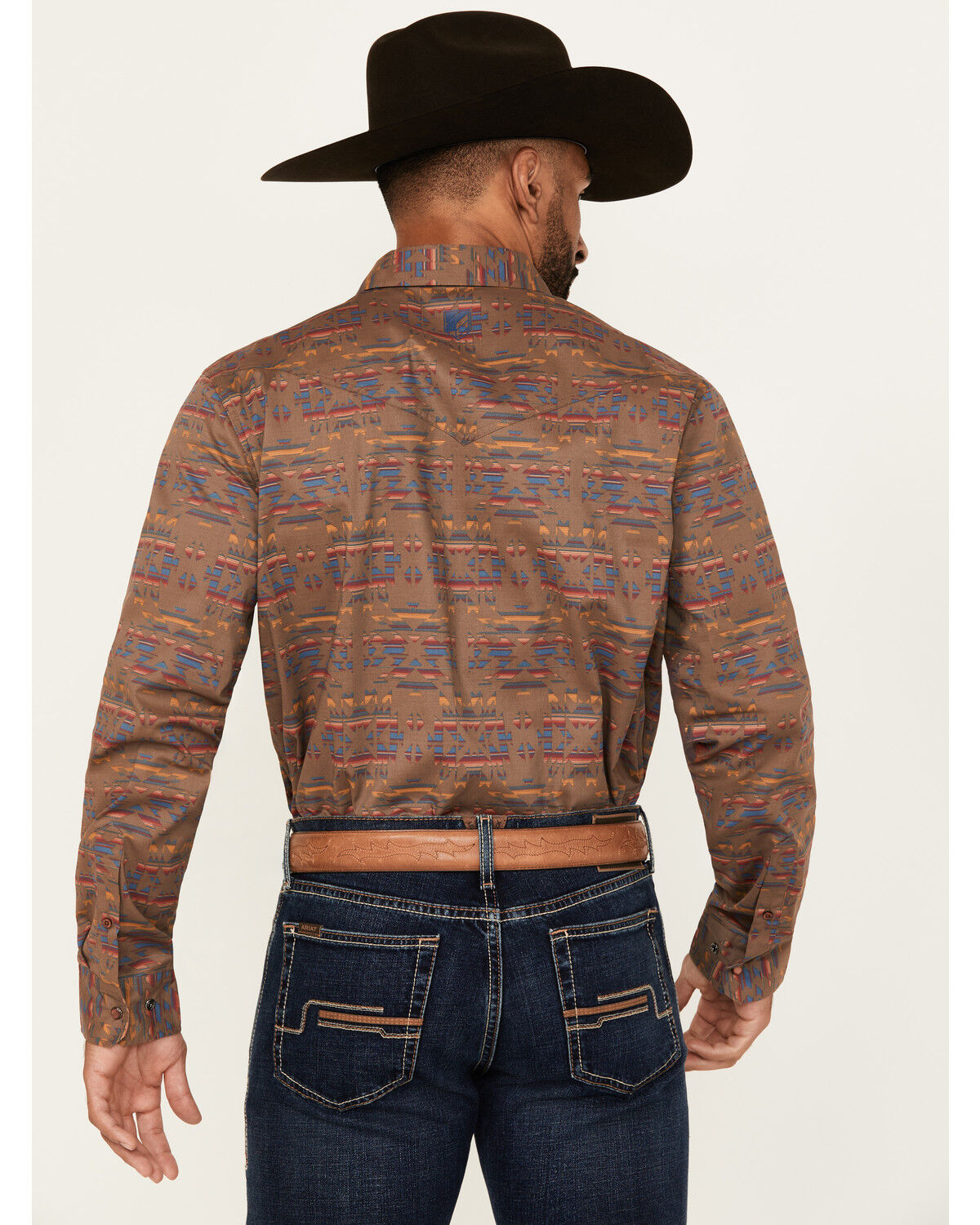 Image #4 - RANK 45&reg; Men's Trinidad Southwestern Print Long Sleeve Pearl Snap Stretch Western Shirt, Red, hi-res