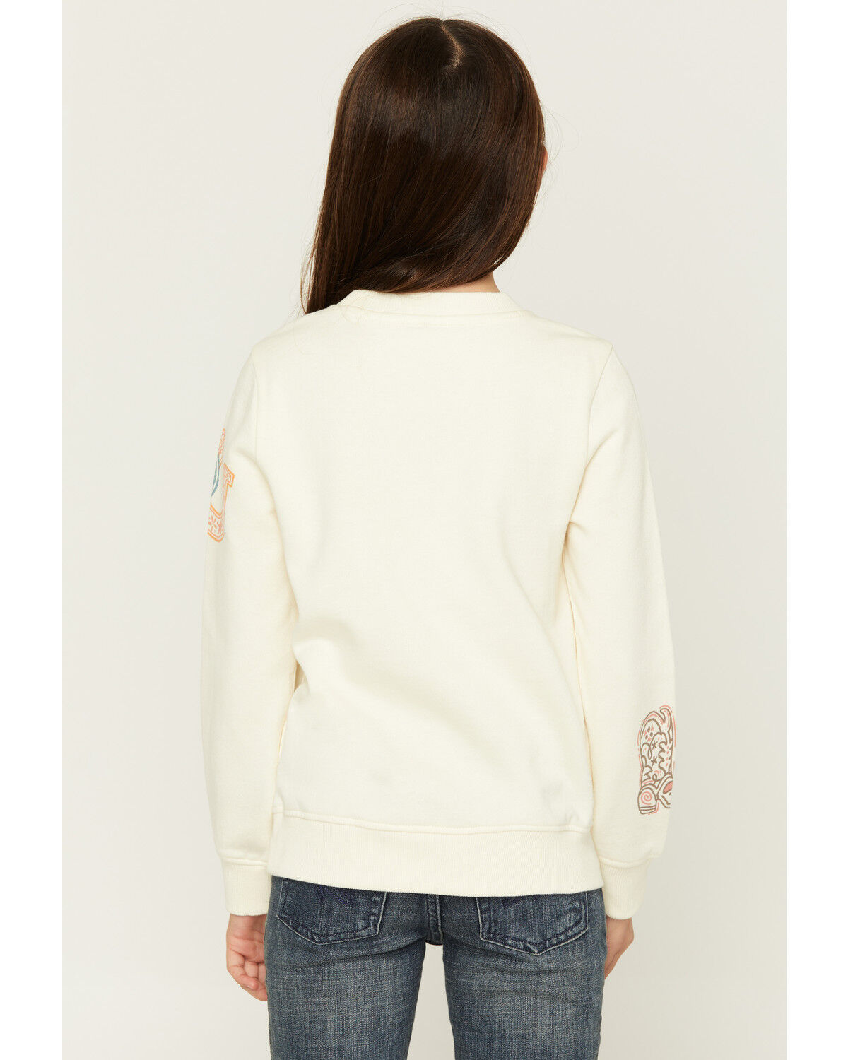Image #4 - Shyanne Girls' Western Novelty Printed Sweatshirt, Cream, hi-res