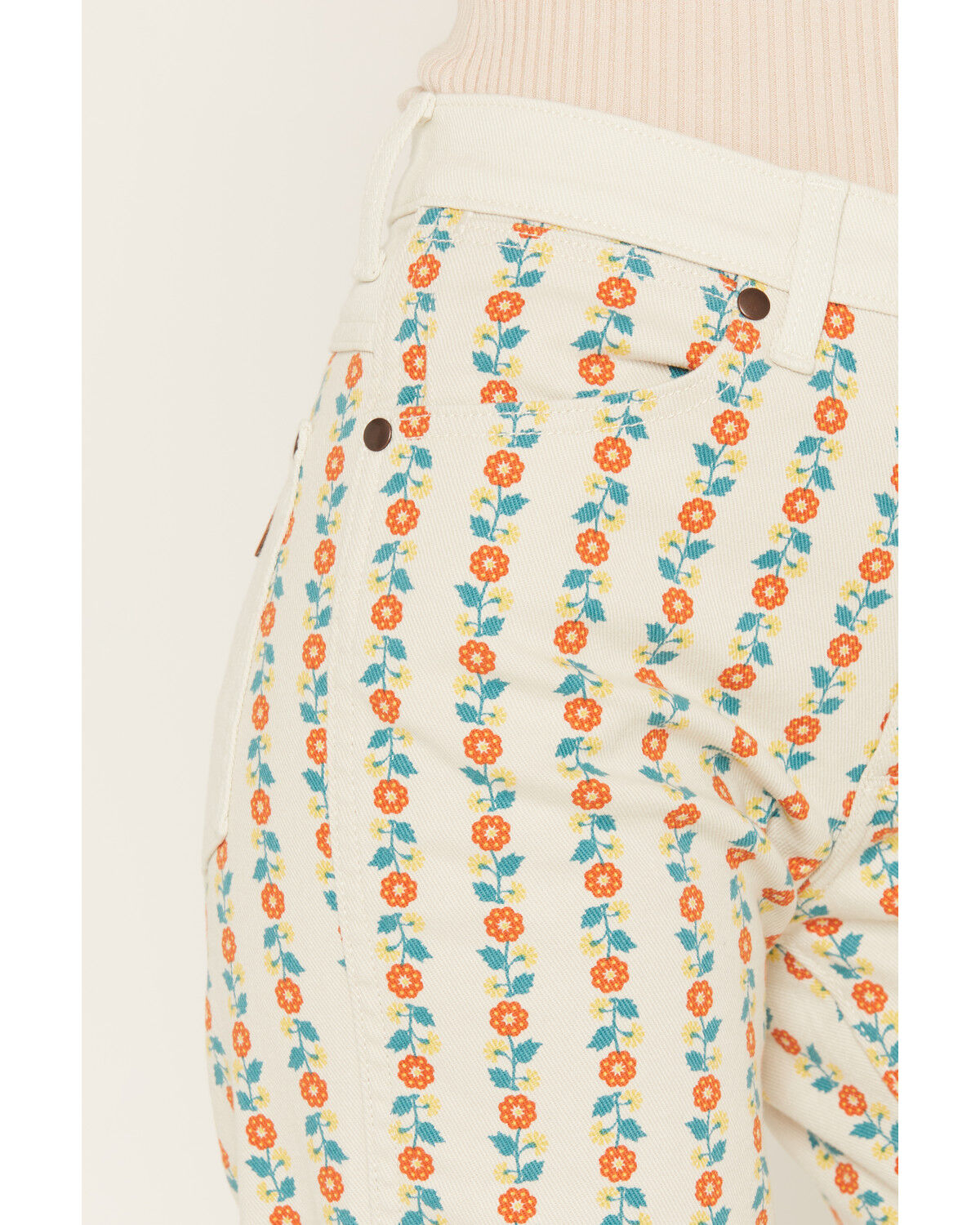 Image #2 - Wrangler Women's Folksy Floral Print High Rise 70s Flare Stretch Denim Jeans, Multi, hi-res