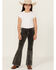 Image #1 - Rock & Roll Denim Girls' Corduroy Flare Jeans , Charcoal, hi-res