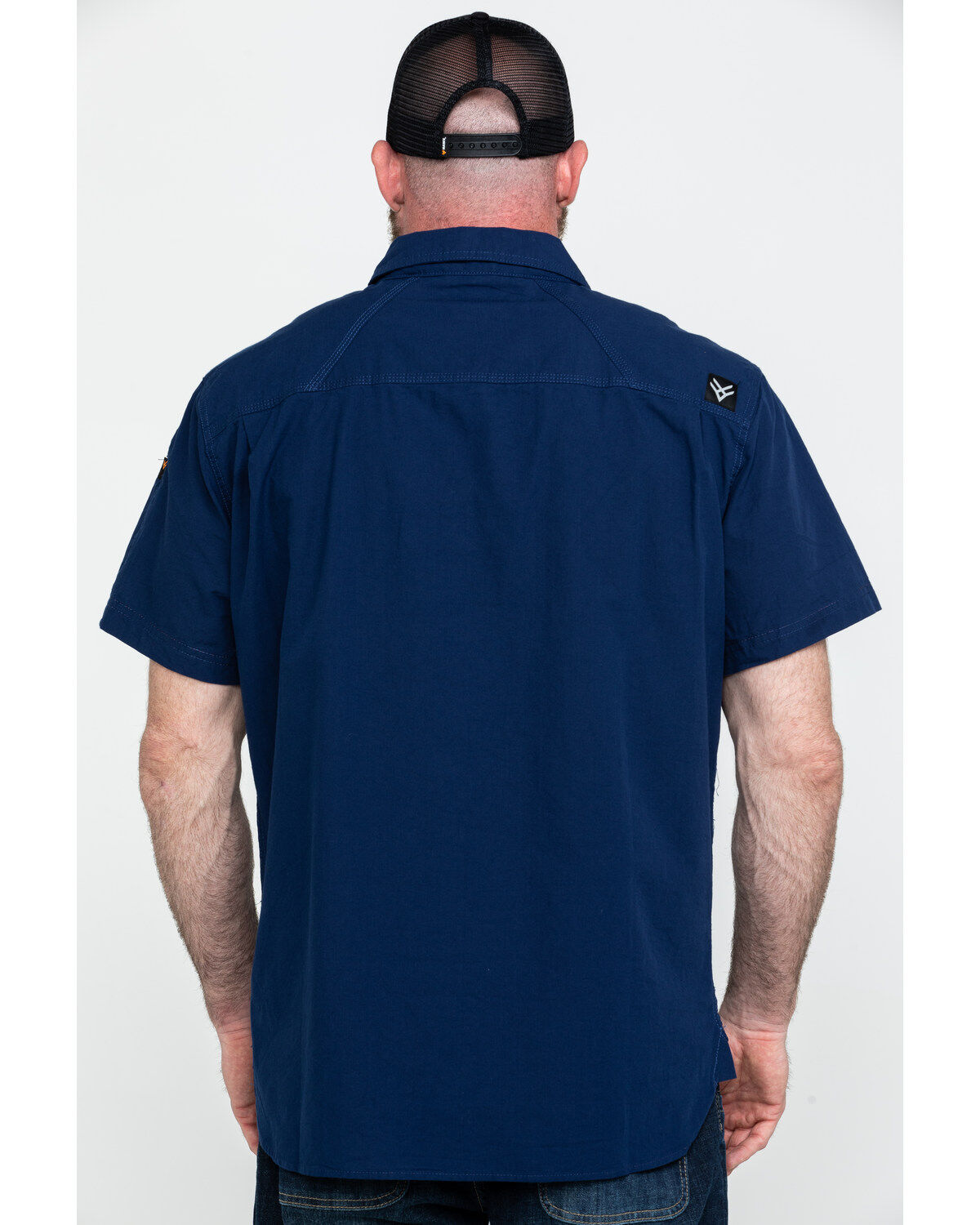 Image #2 - Hawx Men's Solid Yarn Dye Two Pocket Short Sleeve Work Shirt, Navy, hi-res