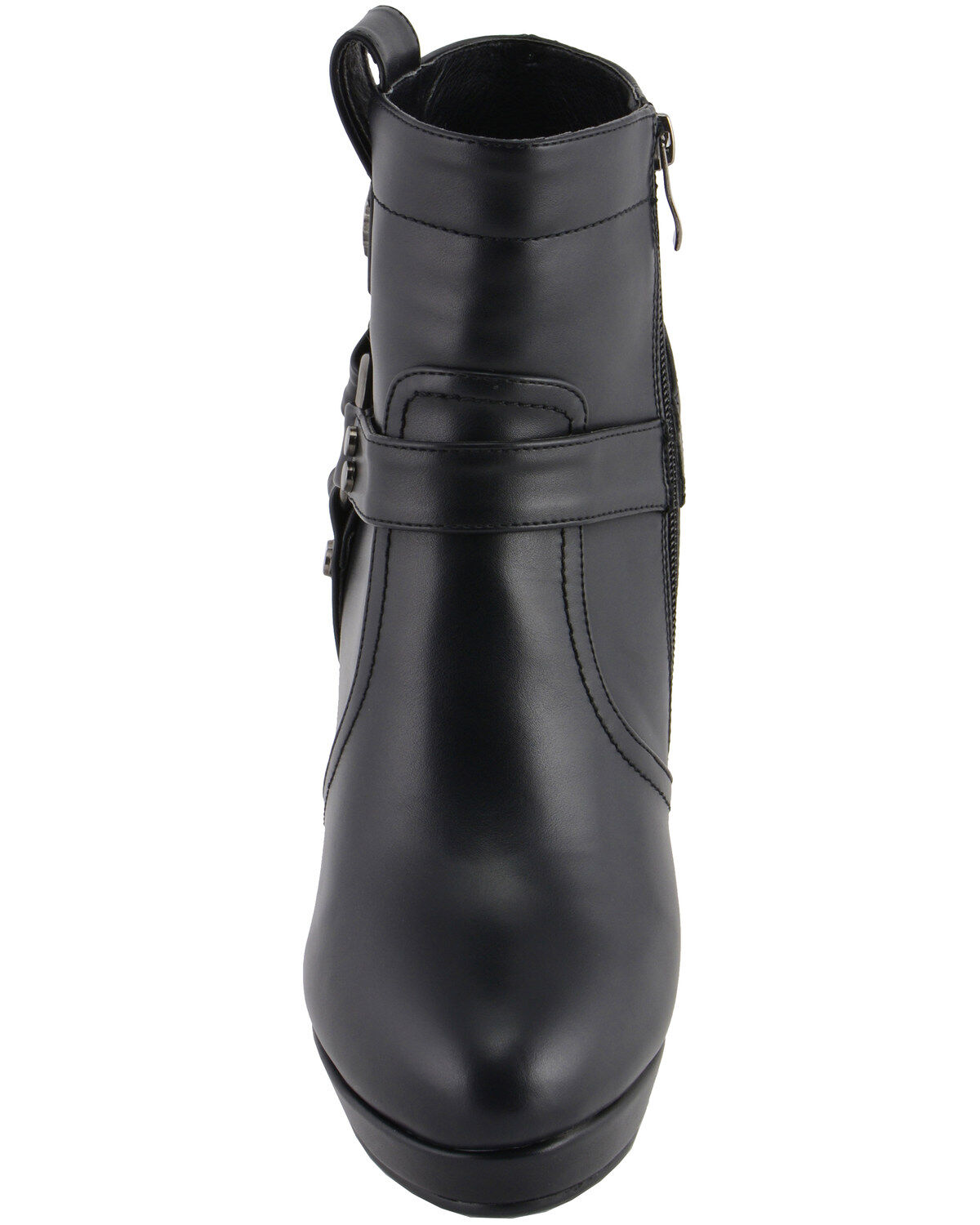 Image #5 - Milwaukee Leather Women's Block Heel Harness Booties - Round Toe, Black, hi-res