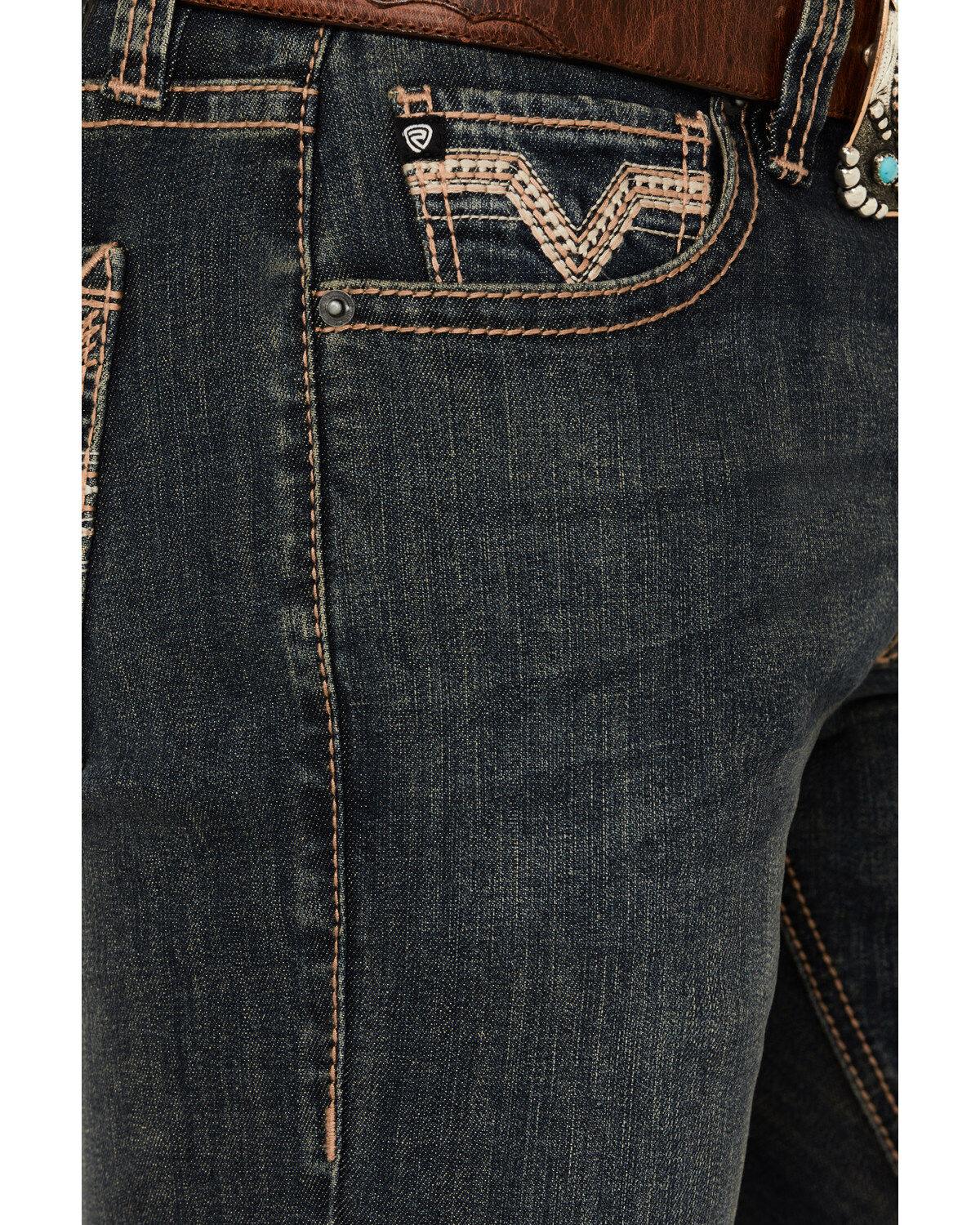 Image #2 - Rock & Roll Denim Men's Revolver Dark Wash Slim Straight Stretch Denim Jeans, Dark Wash, hi-res