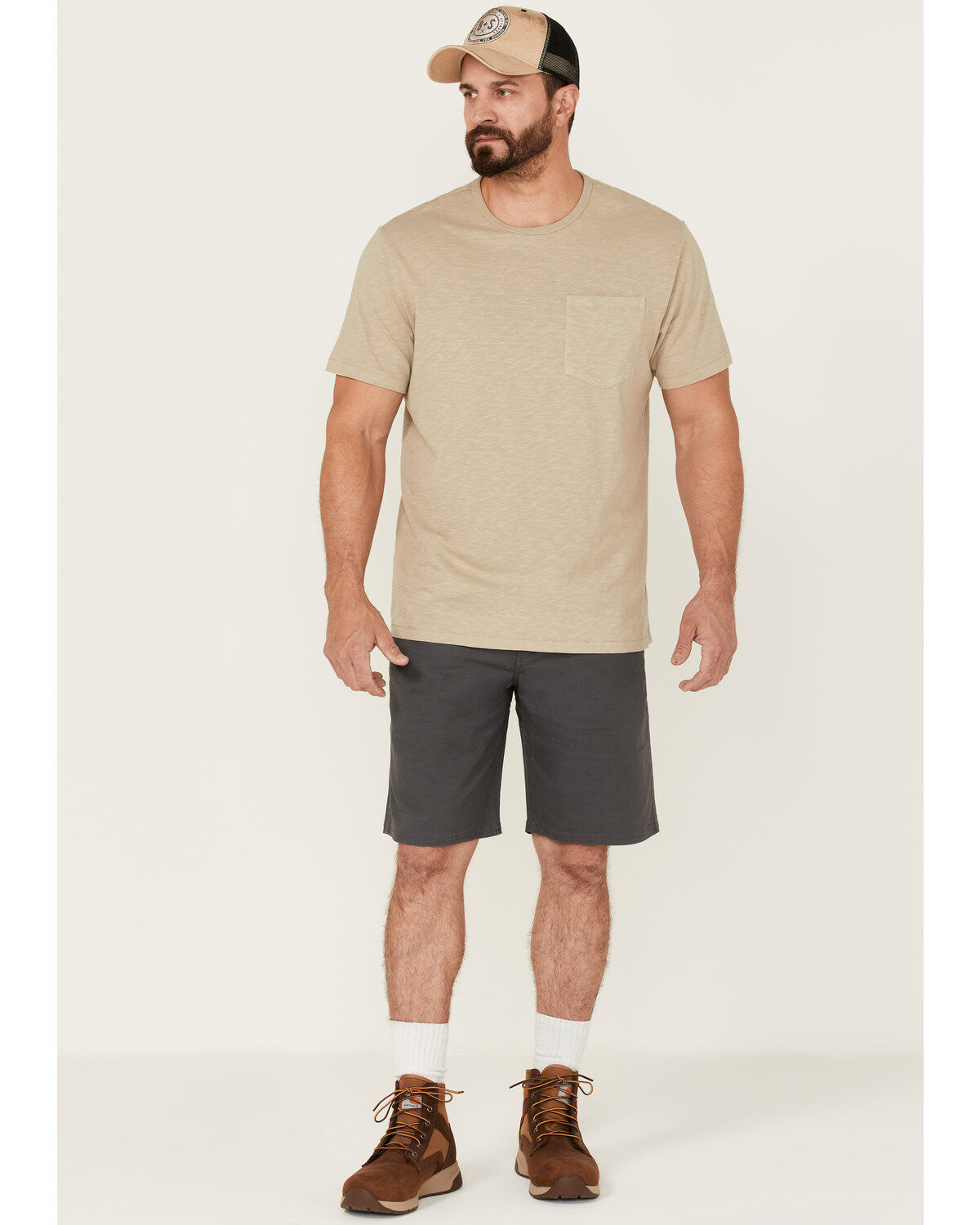 Brothers and Sons Men's Weathered Ripstop Stretch Slim Shorts, Charcoal, hi-res