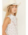 Image #2 - Rock & Roll Denim Girls' Floral Print Sleeveless Snap Western Shirt, White, hi-res